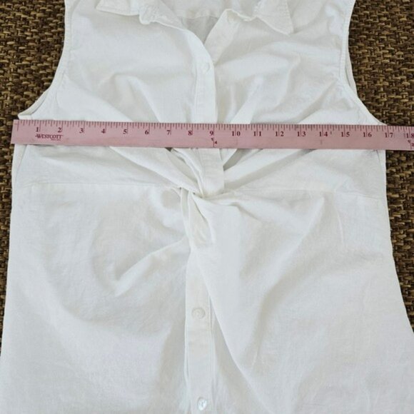 NEW French Connection Women's Blouse Size Medium White Aofie Linen Blend Twist - Picture 10 of 16